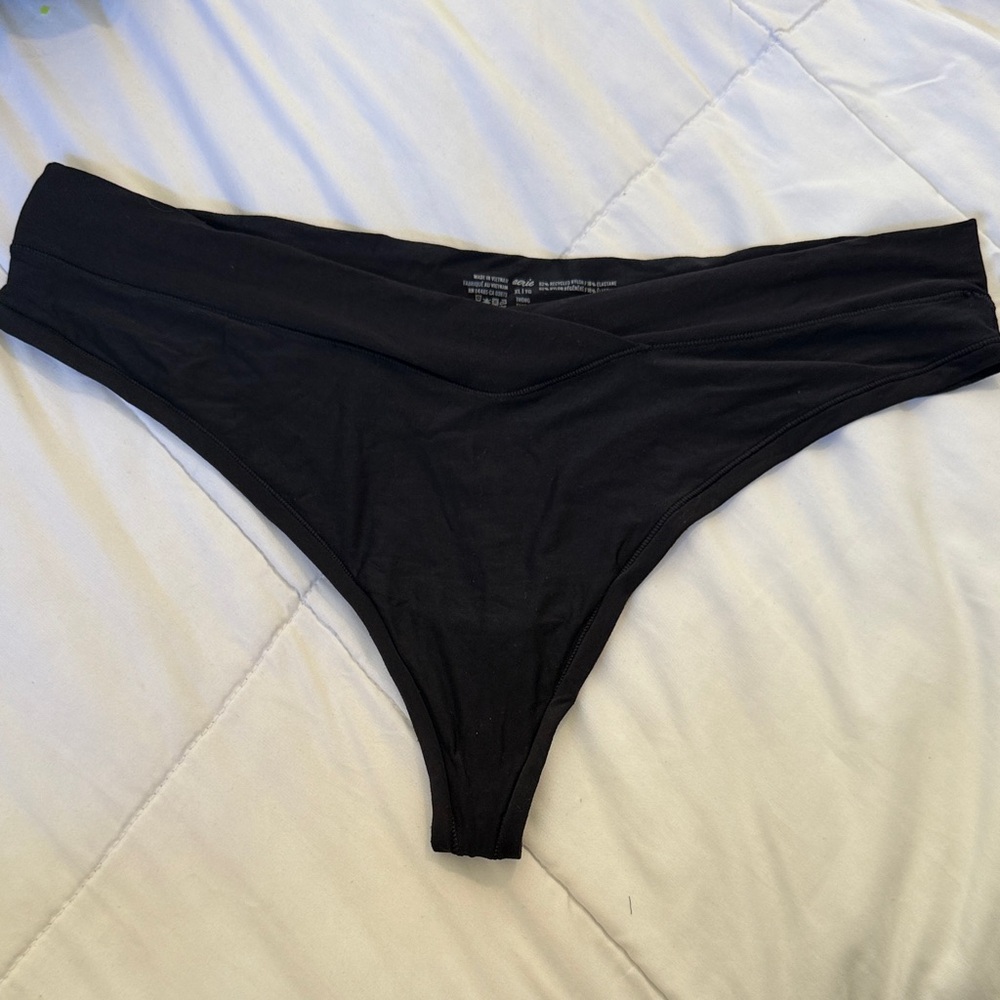 aerie Black Thong Bikini Bottom